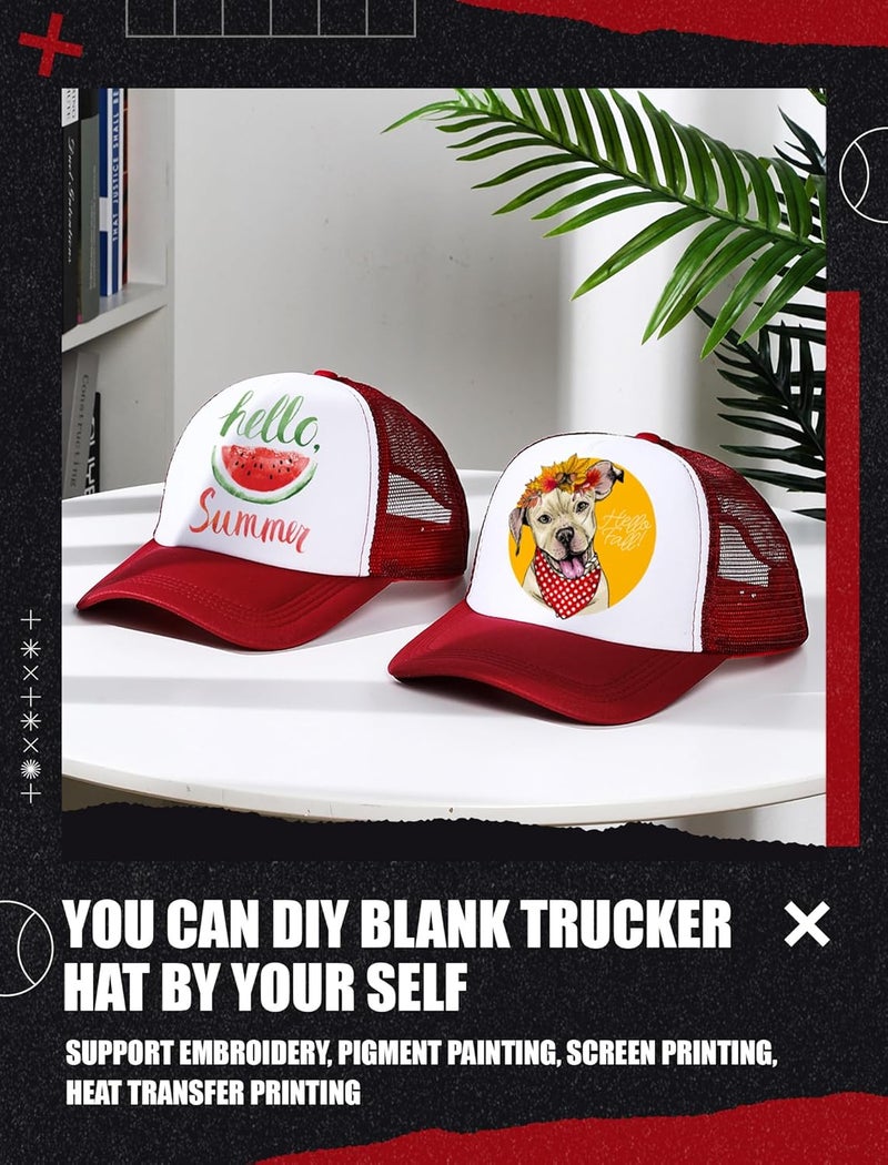 Tarpop 10 Pcs Sublimation Blank Trucker Hats Bulk Mesh Baseball Cap Polyester Mesh Trucker Hat for Men and Women - Image 4